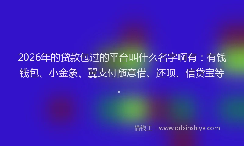 2026年的贷款包过的平台叫什么名字啊有：有钱钱包、小金象、翼支付随意借、还呗、信贷宝等。