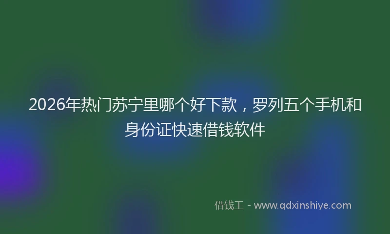 2026年热门苏宁里哪个好下款，罗列五个手机和身份证快速借钱软件