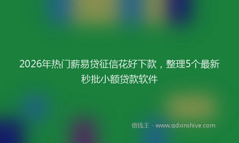 2026年热门薪易贷征信花好下款，整理5个最新秒批小额贷款软件