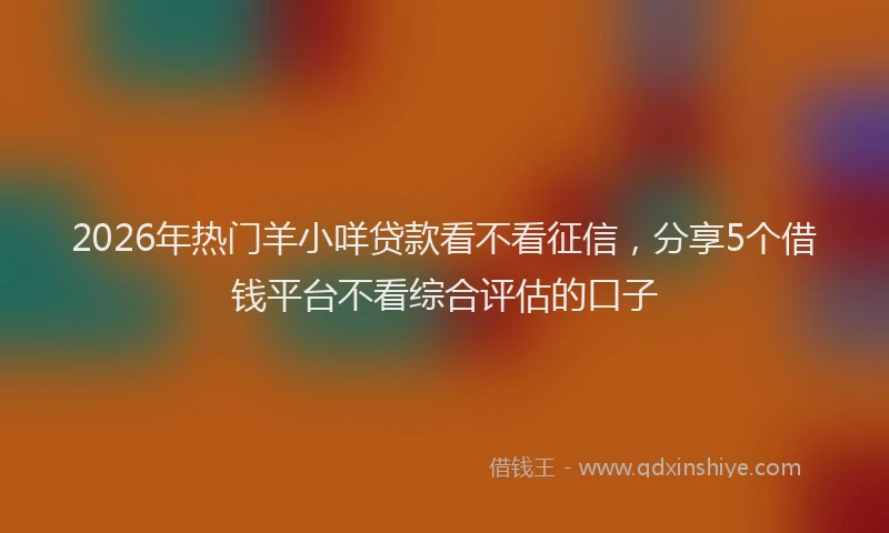 2026年热门羊小咩贷款看不看征信，分享5个借钱平台不看综合评估的口子