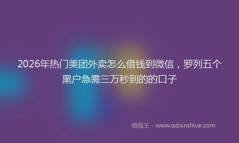 2026年热门美团外卖怎么借钱到微信，罗列五个黑户急需三万秒到的的口子