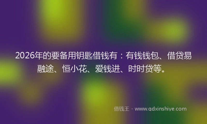 2026年的要备用钥匙借钱有：有钱钱包、借贷易融途、恒小花、爱钱进、时时贷等。
