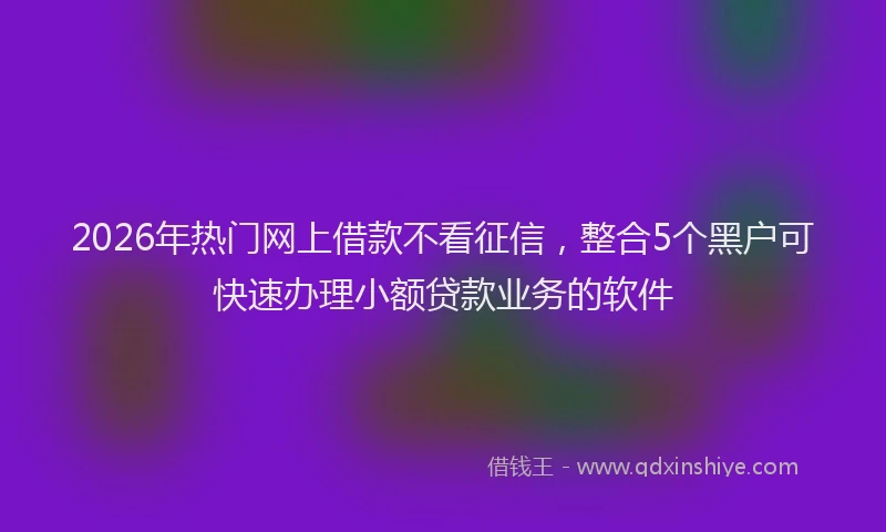 2026年热门网上借款不看征信，整合5个黑户可快速办理小额贷款业务的软件