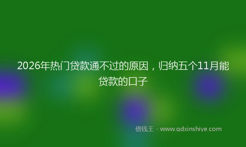 2026年热门贷款通不过的原因，归纳五个11月能贷款的口子
