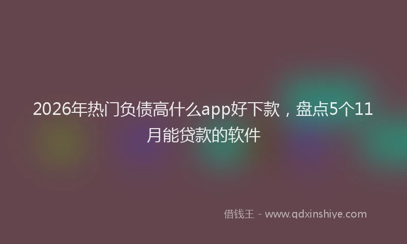 2026年热门负债高什么app好下款，盘点5个11月能贷款的软件