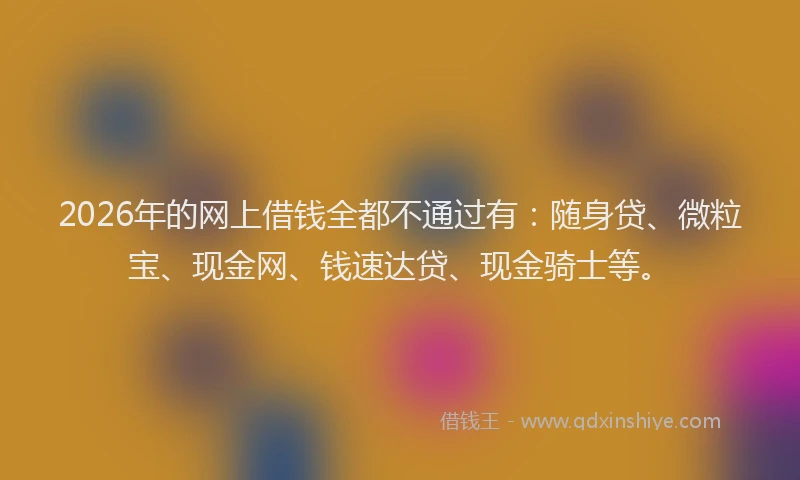 2026年的网上借钱全都不通过有：随身贷、微粒宝、现金网、钱速达贷、现金骑士等。
