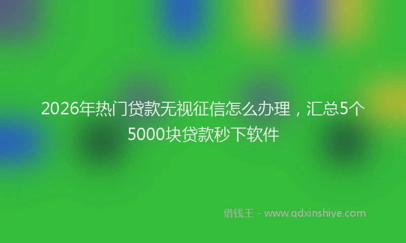 2026年热门贷款无视征信怎么办理，汇总5个5000块贷款秒下软件