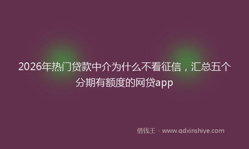 2026年热门贷款中介为什么不看征信，汇总五个分期有额度的网贷app