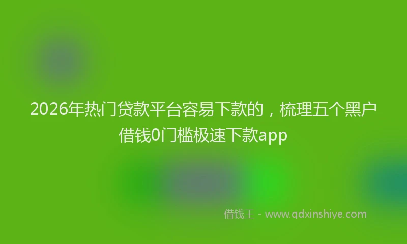 2026年热门贷款平台容易下款的，梳理五个黑户借钱0门槛极速下款app