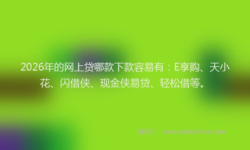 2026年的网上贷哪款下款容易有：E享购、天小花、闪借侠、现金侠易贷、轻松借等。