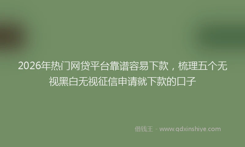 2026年热门网贷平台靠谱容易下款，梳理五个无视黑白无视征信申请就下款的口子