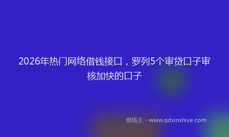 2026年热门网络借钱接口，罗列5个审贷口子审核加快的口子