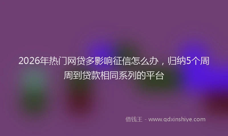 2026年热门网贷多影响征信怎么办，归纳5个周周到贷款相同系列的平台