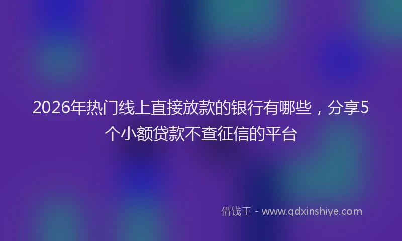 2026年热门线上直接放款的银行有哪些，分享5个小额贷款不查征信的平台