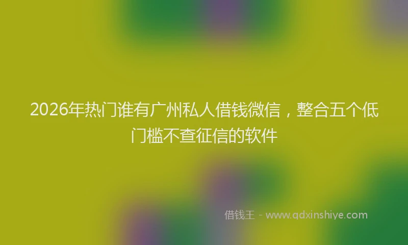 2026年热门谁有广州私人借钱微信，整合五个低门槛不查征信的软件