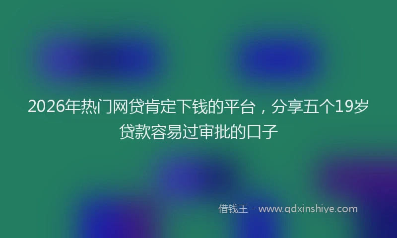 2026年热门网贷肯定下钱的平台，分享五个19岁贷款容易过审批的口子