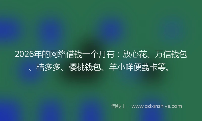 2026年的网络借钱一个月有:放心花、万信钱包、桔多多、樱桃钱包、羊小咩便荔卡等。