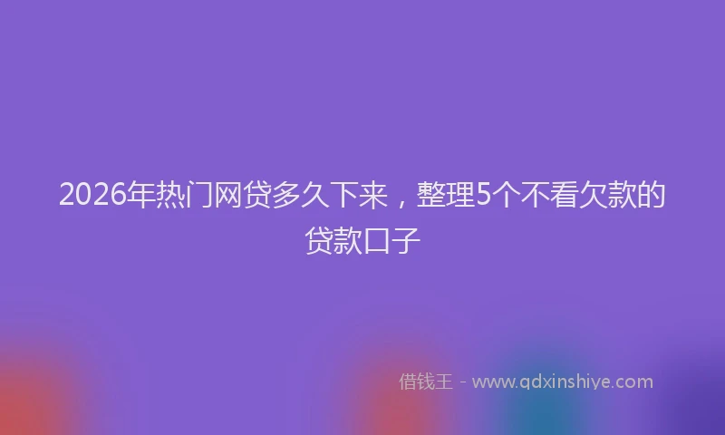 2026年热门网贷多久下来，整理5个不看欠款的贷款口子