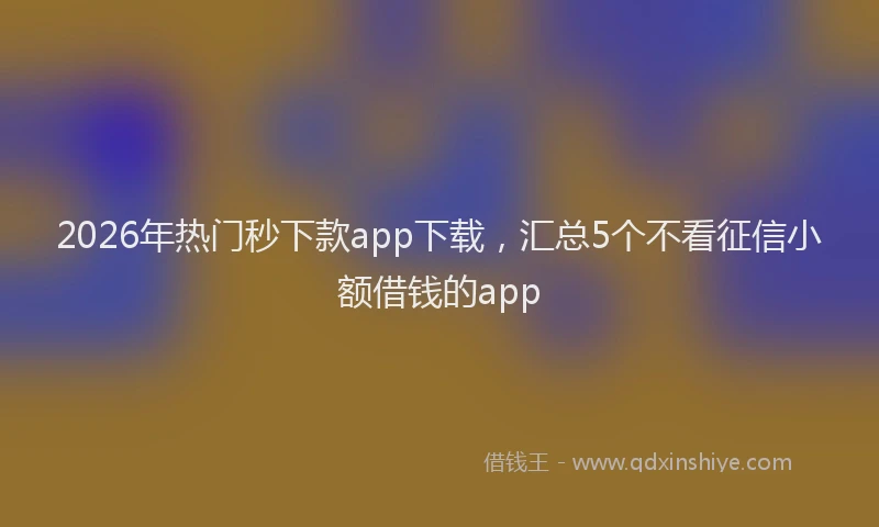 2026年热门秒下款app下载,汇总5个不看征信小额借钱的app