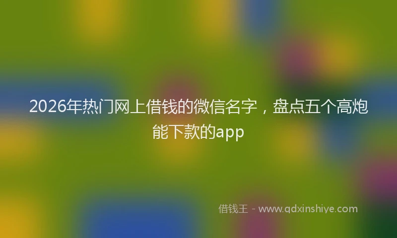2026年热门网上借钱的微信名字，盘点五个高炮能下款的app