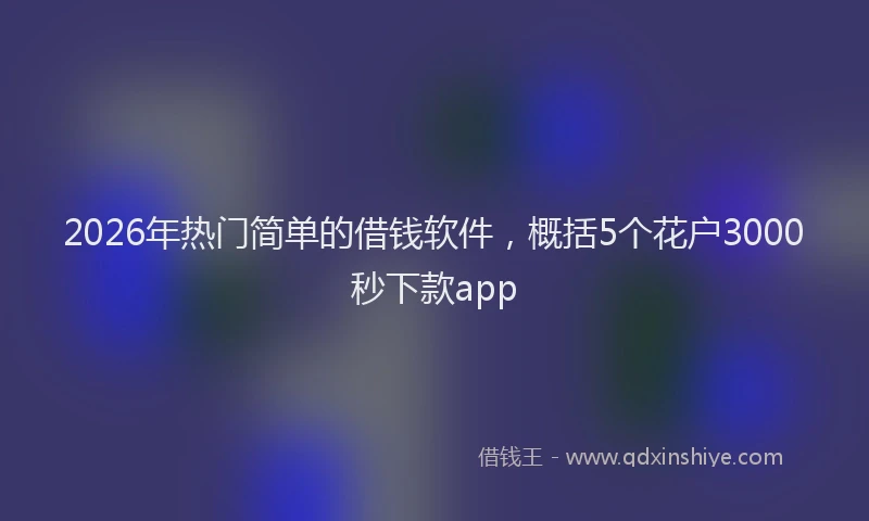2026年热门简单的借钱软件，概括5个花户3000秒下款app