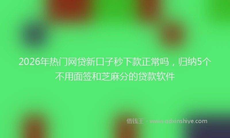 2026年热门网贷新口子秒下款正常吗，归纳5个不用面签和芝麻分的贷款软件