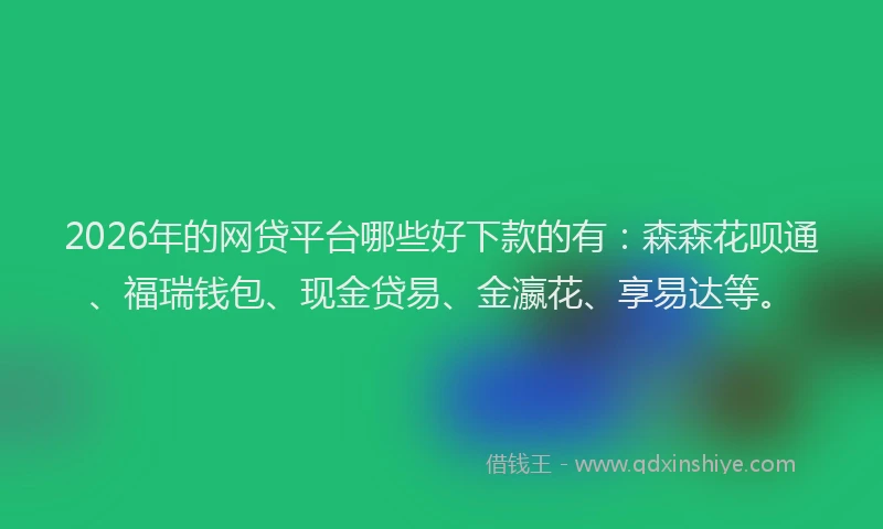 2026年的网贷平台哪些好下款的有：森森花呗通、福瑞钱包、现金贷易、金瀛花、享易达等。