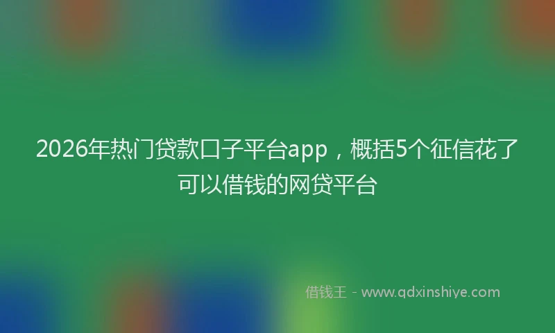2026年热门贷款口子平台app，概括5个征信花了可以借钱的网贷平台