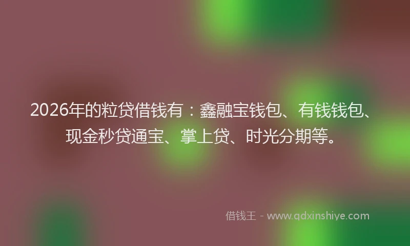 2026年的粒贷借钱有：鑫融宝钱包、有钱钱包、现金秒贷通宝、掌上贷、时光分期等。