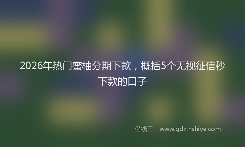 2026年热门蜜柚分期下款，概括5个无视征信秒下款的口子
