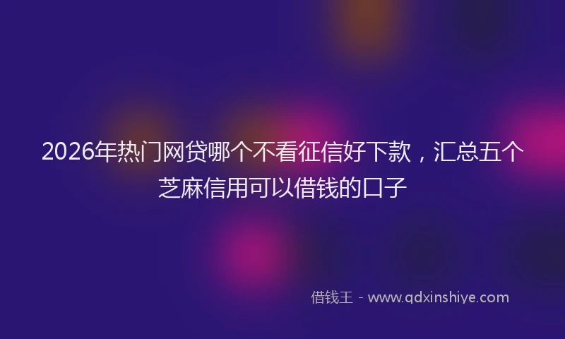 2026年热门网贷哪个不看征信好下款，汇总五个芝麻信用可以借钱的口子
