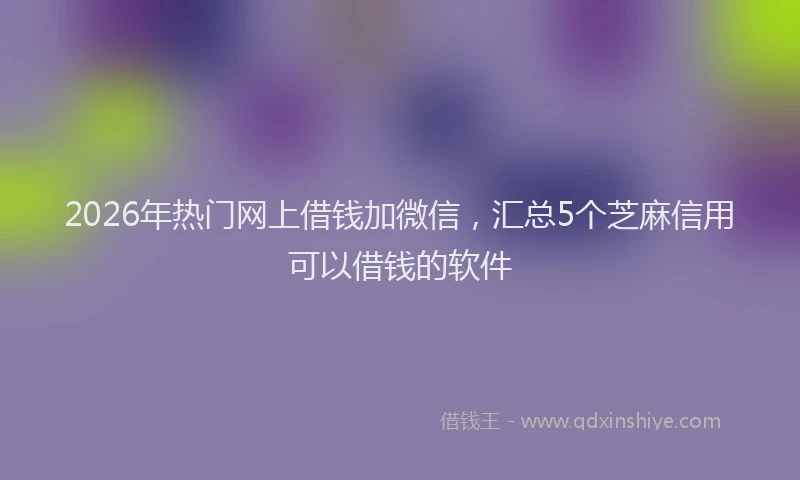 2026年热门网上借钱加微信，汇总5个芝麻信用可以借钱的软件