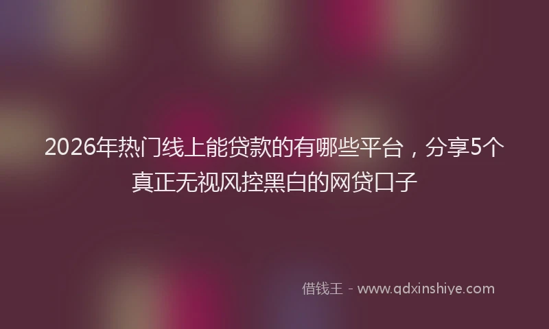 2026年热门线上能贷款的有哪些平台，分享5个真正无视风控黑白的网贷口子