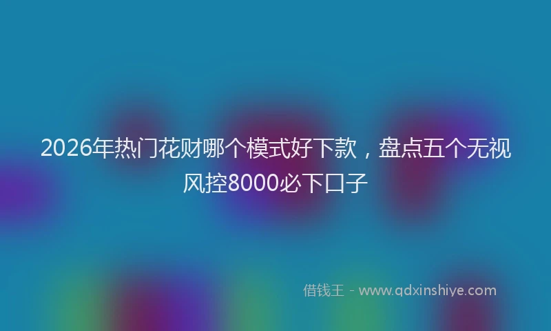 2026年热门花财哪个模式好下款，盘点五个无视风控8000必下口子