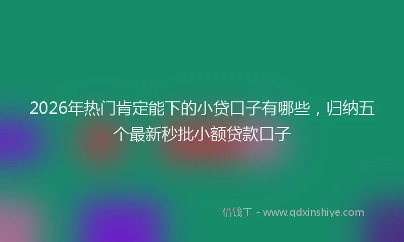 2026年热门肯定能下的小贷口子有哪些，归纳五个最新秒批小额贷款口子