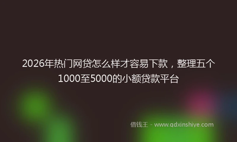 2026年热门网贷怎么样才容易下款，整理五个1000至5000的小额贷款平台