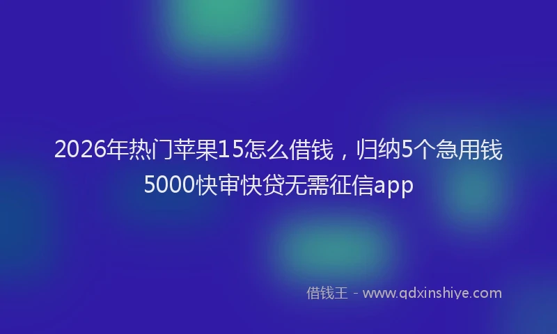 2026年热门苹果15怎么借钱，归纳5个急用钱5000快审快贷无需征信app