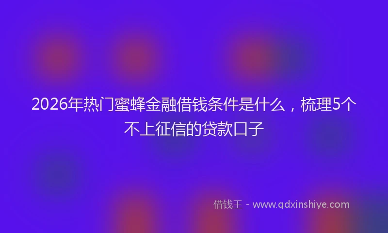 2026年热门蜜蜂金融借钱条件是什么，梳理5个不上征信的贷款口子