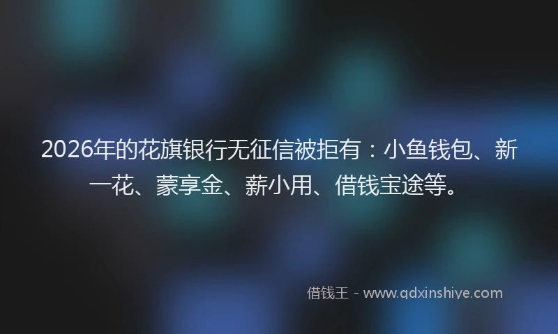 2026年的花旗银行无征信被拒有:小鱼钱包、新一花、蒙享金、薪小用、借钱宝途等。
