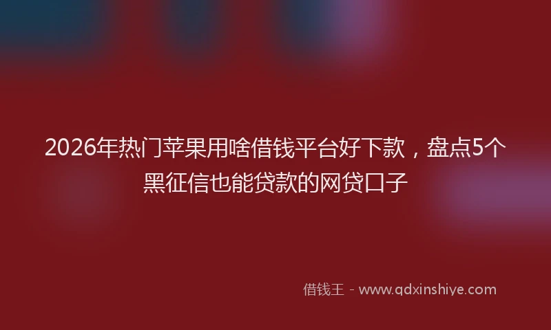 2026年热门苹果用啥借钱平台好下款,盘点5个黑征信也能贷款的网贷口子