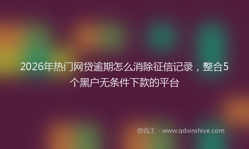 2026年热门网贷逾期怎么消除征信记录，整合5个黑户无条件下款的平台