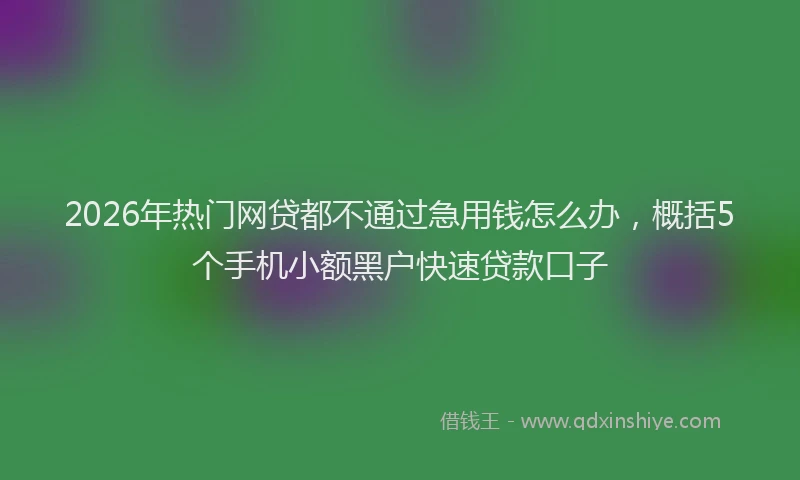 2026年热门网贷都不通过急用钱怎么办，概括5个手机小额黑户快速贷款口子
