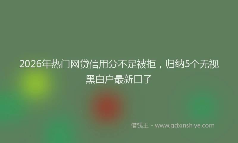 2026年热门网贷信用分不足被拒，归纳5个无视黑白户最新口子