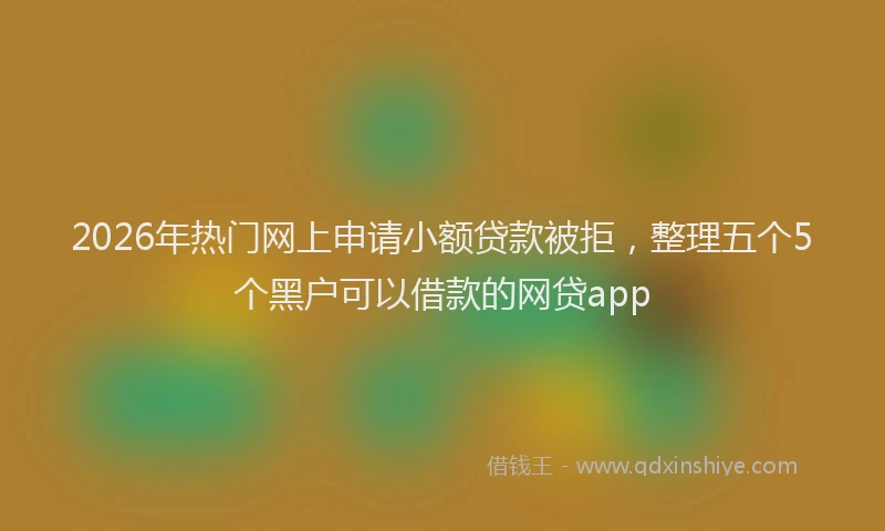2026年热门网上申请小额贷款被拒，整理五个5个黑户可以借款的网贷app