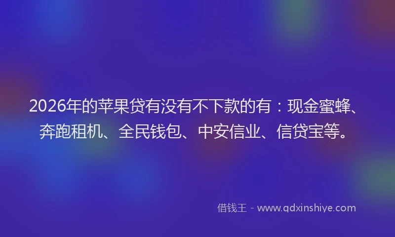 2026年的苹果贷有没有不下款的有：现金蜜蜂、奔跑租机、全民钱包、中安信业、信贷宝等。