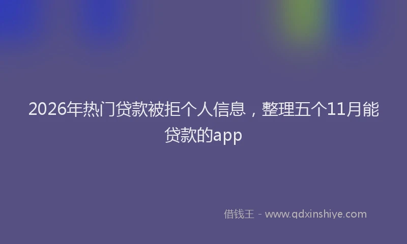 2026年热门贷款被拒个人信息，整理五个11月能贷款的app