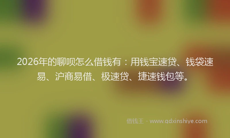 2026年的聊呗怎么借钱有:用钱宝速贷、钱袋速易、沪商易借、极速贷、捷速钱包等。