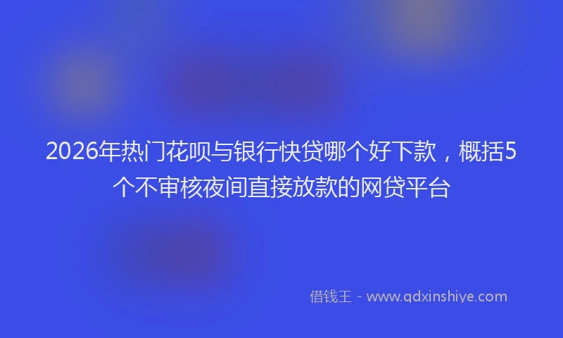 2026年热门花呗与银行快贷哪个好下款，概括5个不审核夜间直接放款的网贷平台