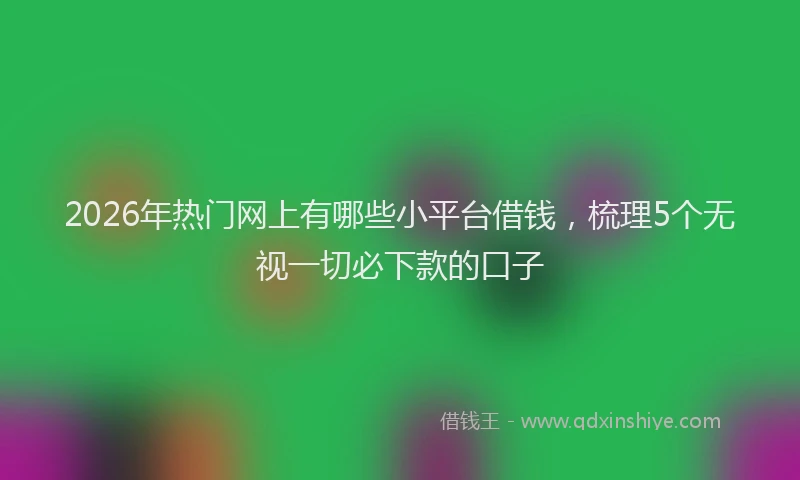 2026年热门网上有哪些小平台借钱，梳理5个无视一切必下款的口子
