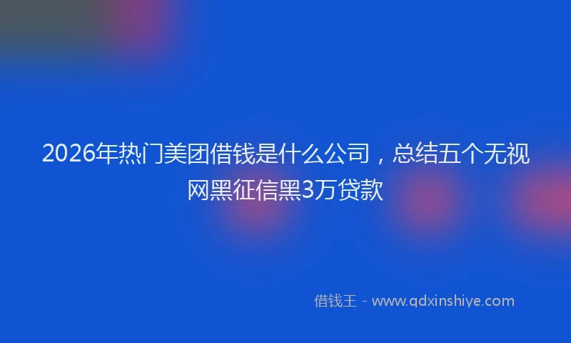 2026年热门美团借钱是什么公司，总结五个无视网黑征信黑3万贷款